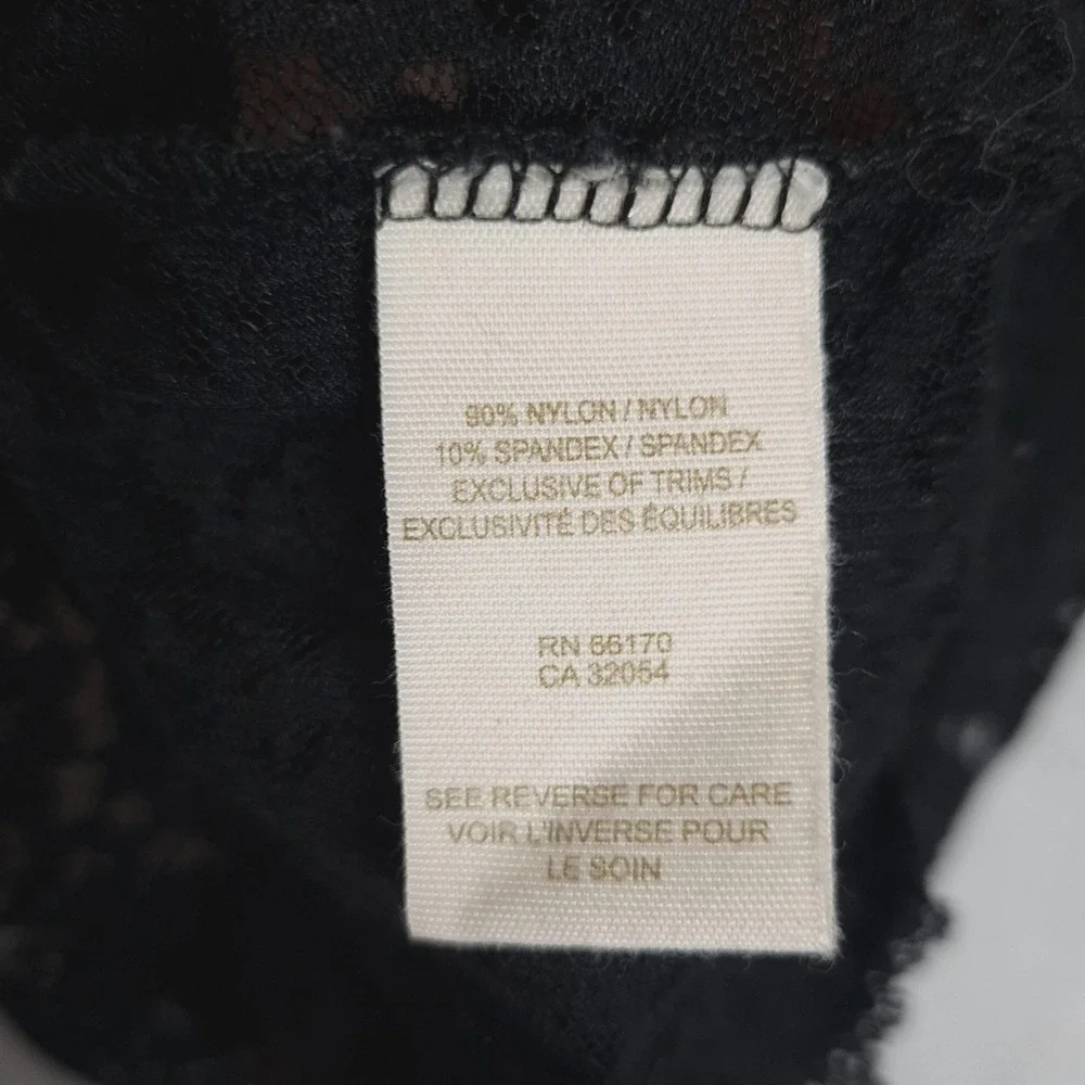 Free People Top Womens XS Black Floral Lace Sheer Coquette Fairy Goth Y2K